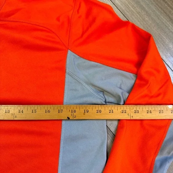The North Face Mens 1/4 Zip Long Sleeve Pullover Bright Orange Grey M - Picture 5 of 6